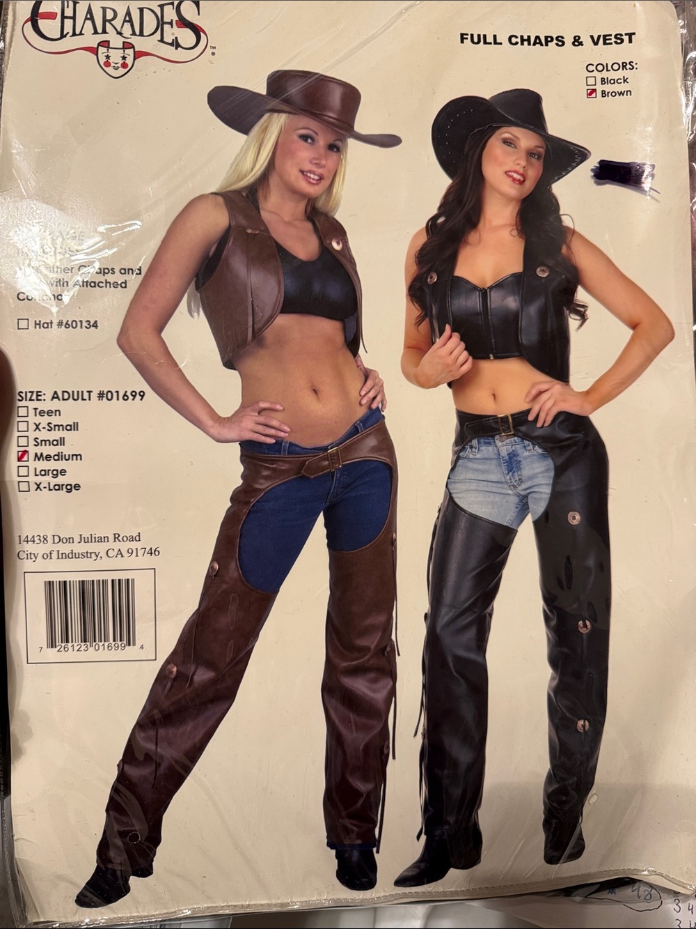 Charades Women's Full Chaps & Vest - medium Brown